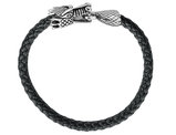 David Sigal Men's Leather Dragon Bracelet in Stainless Steel